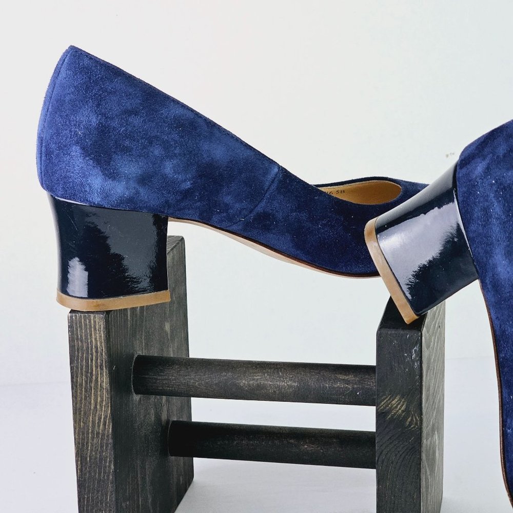 COLE HAAN Chelsea Suede Low-flared Heel Pump, Blazer Blue, Sz 5B D40576 - Picture 8 of 9